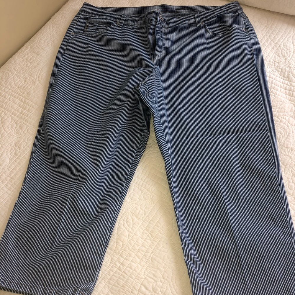 🌞2/$15 Style&Co Denim Striped Capri EUC Size 18W